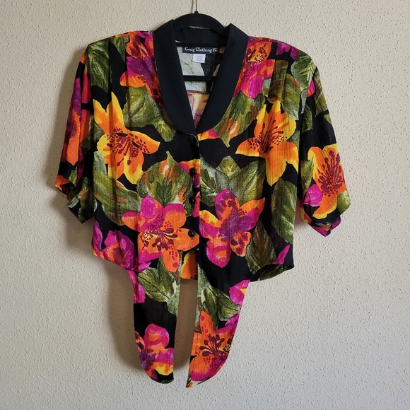 Craig Clothing Co retro floral crop top size small - Picture 2 of 9